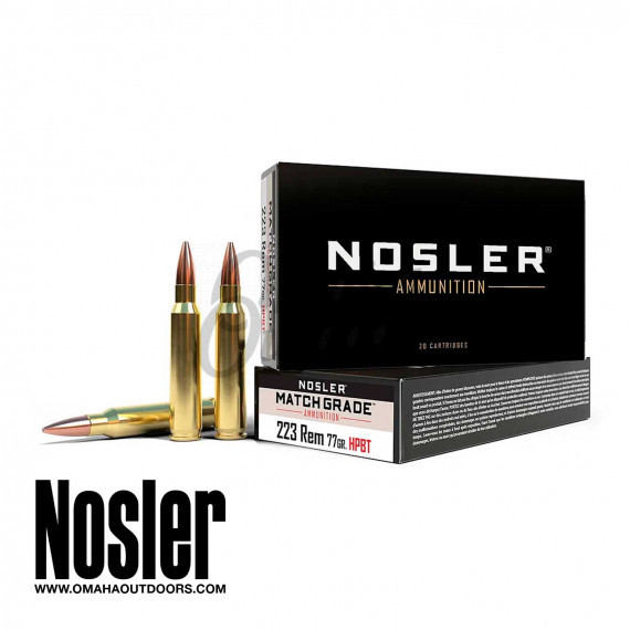 Nosler Match Grade 223 Ammo 77 Grain Custom Competition HPBT 20 Rounds