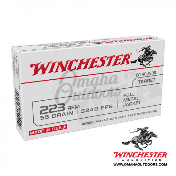 Winchester White Box 223 Remington FMJ 55 Grain 20 Rounds