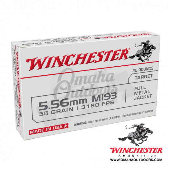 Winchester 5.56 55 Grain M193 FMJ 20 Rounds